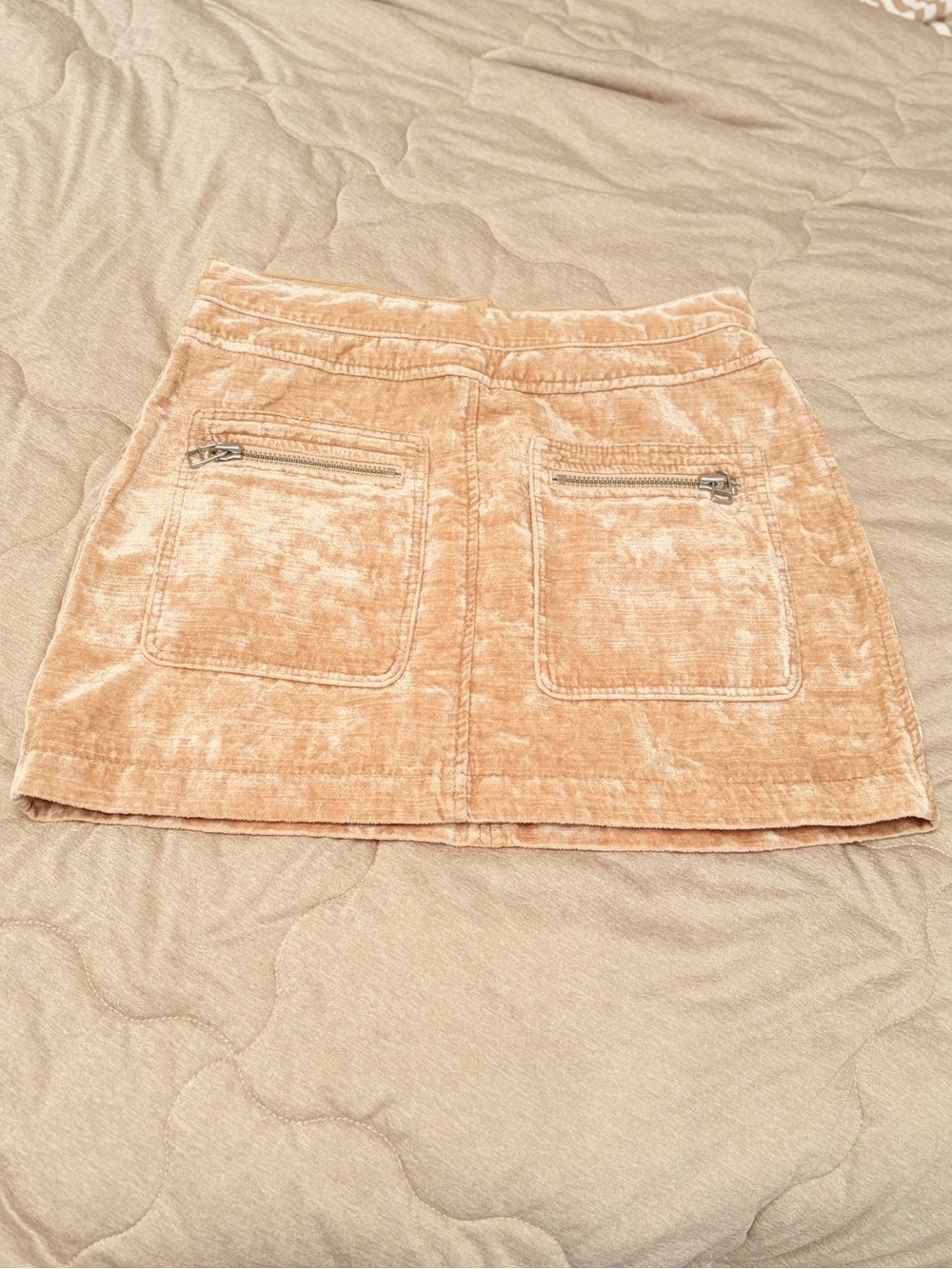 ✨ Free People Dust to Dust Velvet Mini Skirt Y2K 70s Champagne Utility Moto Boho - Picture 8 of 16